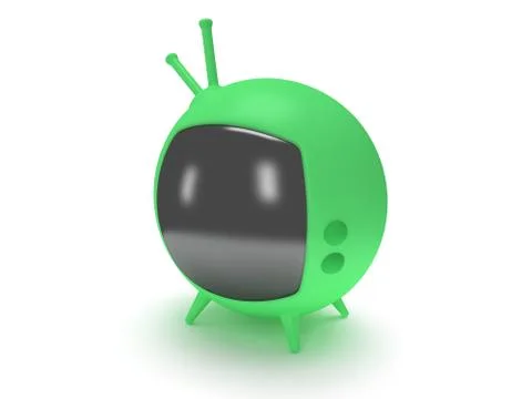 Funny TV with antenna. 3d render. Isolated. Stock Illustration