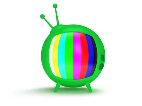 Funny TV with antenna. 3d render. Isolated. Stock Illustration