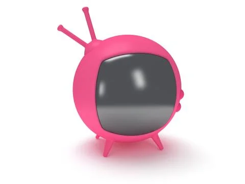 Funny TV with antenna. 3d render. Isolated. Stock Illustration