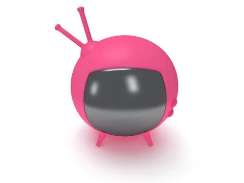 Funny TV with antenna. 3d render. Isolated. Stock Illustration