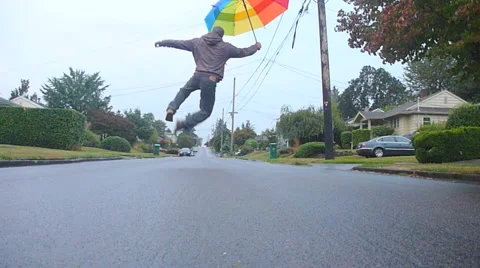 Funny Umbrella Man Edit Video stock 1019361