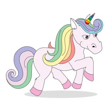 A funny unicorn character . Flat vector illustration Stock Illustration