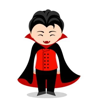 Funny vampire. Cartoon character. Vector flat illustration. Stock Illustration