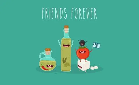 Funny Various Cartoon Vegetables. Vector Clip Art Stock Illustration