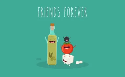 Funny Various Cartoon Vegetables. Vector Clip Art Stock Illustration