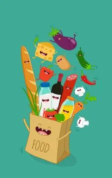 Funny Various Cartoon Vegetables. Vector Clip Art Stock Illustration