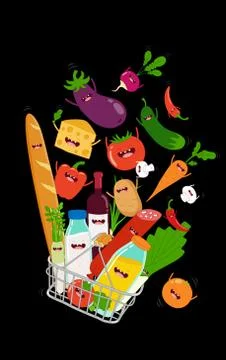Funny Various Cartoon Vegetables. Vector Clip Art Stock Illustration