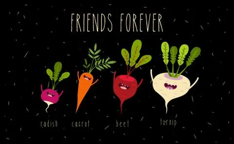 Funny Various Cartoon Vegetables. Vector Clip Art Illustrazione stock