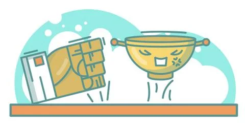 Funny vector bowl and hand illustration Stock Illustration