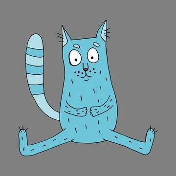 Funny vector cat. Cartoon character. Stock Illustration