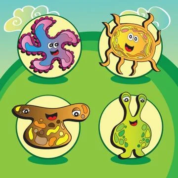 Funny vector characters -  set of four elements 스톡 일러스트