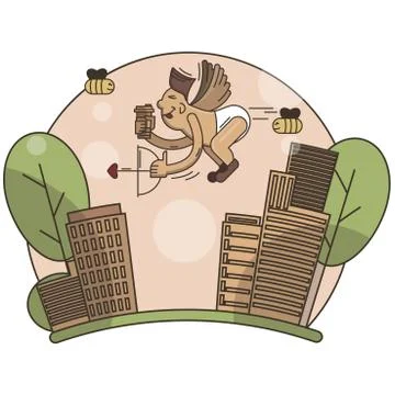 Funny vector Cupid illustration Stock Illustration