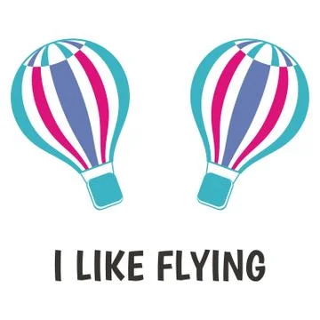 Funny vector design with hot air balloons isolated Illustration