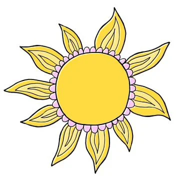 Funny vector doodle suns. Hand drawn illustration Stock Illustration