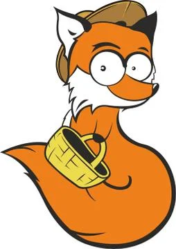 Funny vector fox mushroomer Stock Illustration