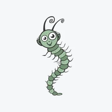Funny vector icon. Centipede, caterpillar, worm. Flat Illustration for your d Stock Illustration