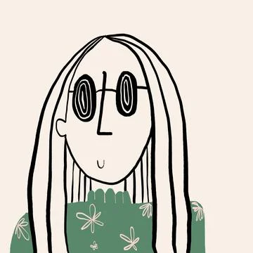 Funny vector image of lady in eyeglasses against beige background Stock Illustration