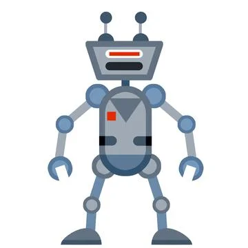 Funny vector robot in flat style isolated on white background Stock Illustration