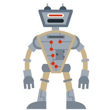 Funny vector robot in flat style isolated on white background Stock Illustration