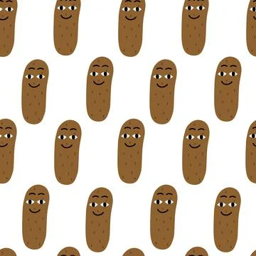 Funny vector seamless pattern with smelly brown poop. Stinky concept with doodle Stock Illustration