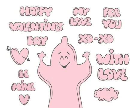 Funny vector set images with love phrase. Holiday love labels. Template for Stock Illustration