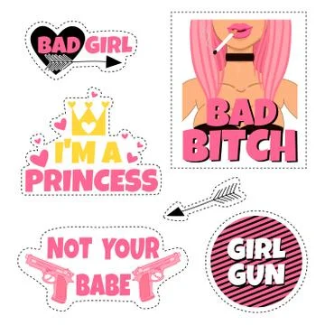 Funny vector stickers. Stockillustratie