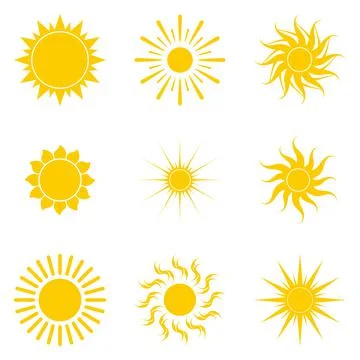 Funny vector sun. A bright and sunny day. A symbol of relaxation and warmth.  Stock Illustration
