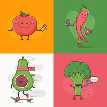 Funny Vegetable Characters Stock Illustration