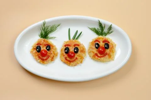 Funny Vegetable cutlets Stock Photos