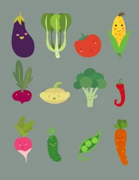Funny vegetable faces Stock Illustration