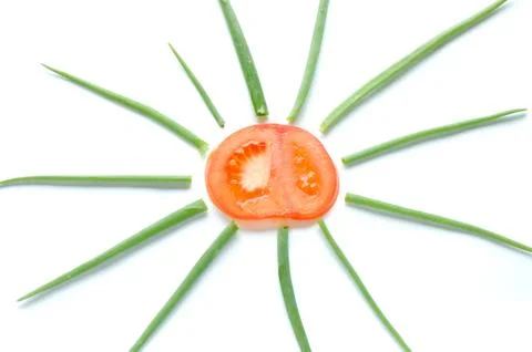 Funny vegetable snack for kids on white background Stock Photos