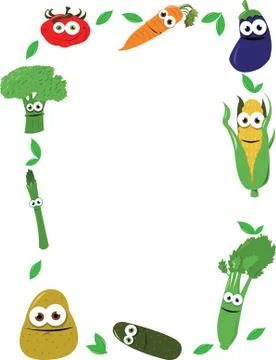 Funny Vegetables Frame Stock Illustration