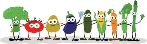 Funny Vegetables Saying Hello Stock Illustration