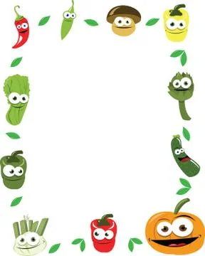 Funny Vegetables Vector Frame Stock Illustration