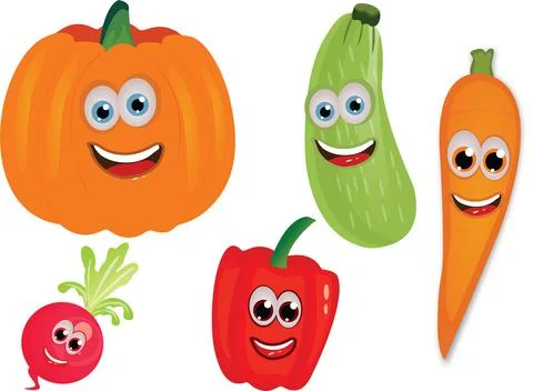 Funny vegetables vector illustration. Stock Illustration