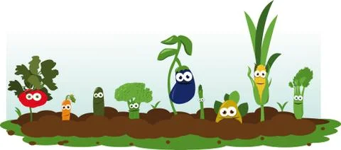 Funny Veggie Garden Illustrazione stock