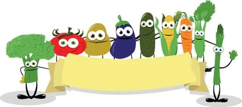 Funny Veggies Banner Stock Illustration