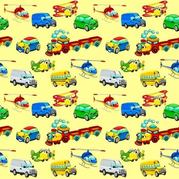 Funny vehicles with background. Stock Illustration
