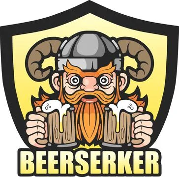 Funny viking with beer Stock Illustration