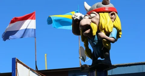 Funny Viking Statue Stock Footage 114517337