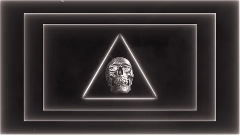 Funny Vintage Skull Neon Frames Old Film Effect Stock Footage 122939899