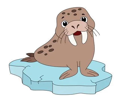 Funny walrus isolated on a white background Stock Illustration