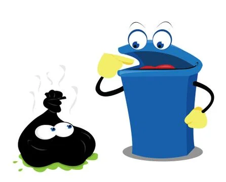 Funny waste and a bin Stock Illustration