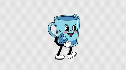 Funny Water Cup Character. Walking Loop Animation. Stock Footage 331781975