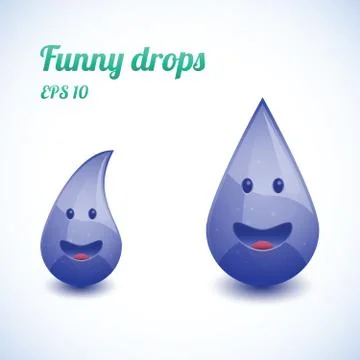 Funny water drops Stock Illustration