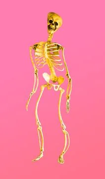 Funny wavy skeleton dancing for cute bright Halloween party Stock Photos