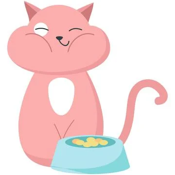 Funny well-fed chubby cat vector cartoon icon Stock Illustration