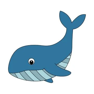 Funny whale isolated on a white background Stock Illustration