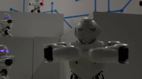 Funny white dancing robot close look Stock Footage 71937856