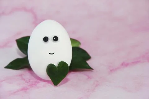 Funny white easter eggs with eyes Stock Photos